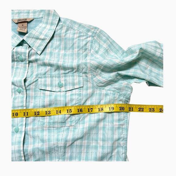 Duluth Trading Co Shirt Womens Medium Vented Mesh Long Sleeve Roll Tab Button Up - Picture 9 of 11